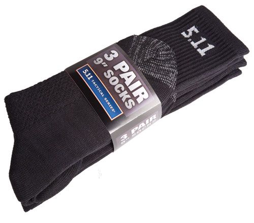 5.11 Tactical 9" Socks / Black / 3 Pack - Click Image to Close