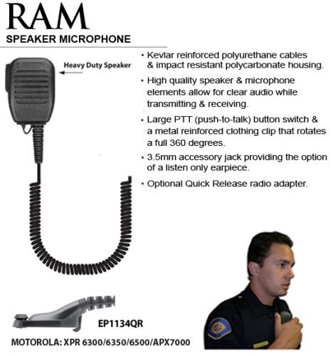 Ram EP1134 / EP1134QR Heavy Duty Speaker Microphone / Motorola