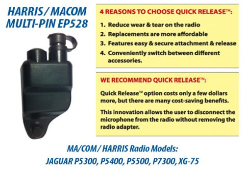 Replacement QUICK RELEASE ADAPTER for M//A-Com Radios EP528 Tactical Ear Gadgets