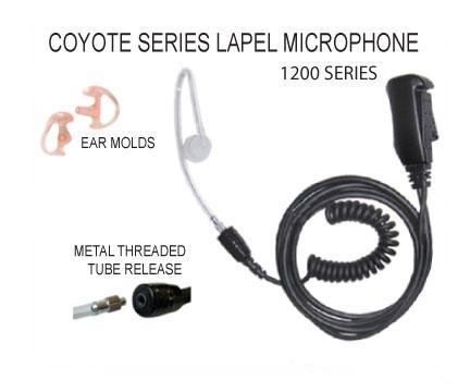 Coyote EP1200IL Short Tube Lapel Microphone for ICOM Radios