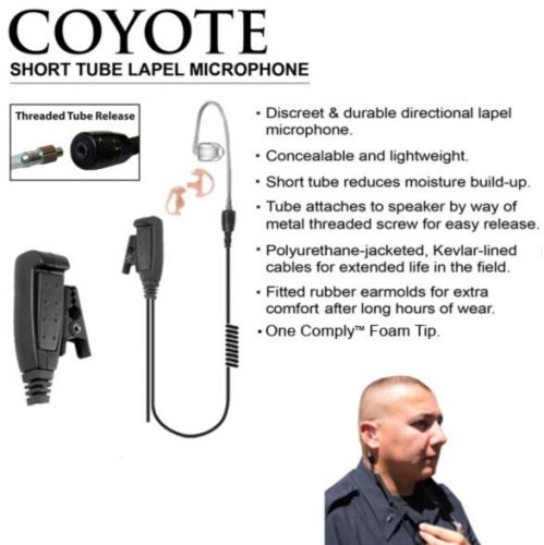 Coyote EP1243 / EP1243QR Short Tube Lapel Microphone, Motorola