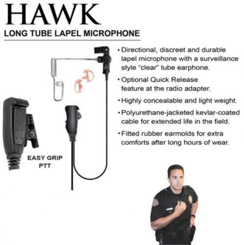 Hawk EP1343QR Long Tube Lapel Microphone, Motorola