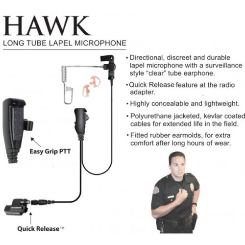 Hawk EP1310 / EP1310QR Long Tube Lapel Microphone, ICOM Radios