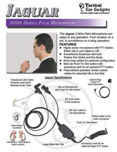 Jaguar EP3023 2-Wire Palm Microphone for Motorola XTS Radios