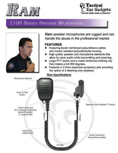 Ram EP1100IL Speaker Microphone for ICOM Radios