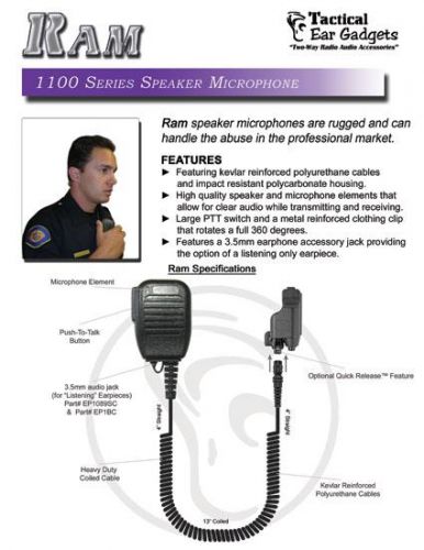 Ram EP1101 Speaker Microphone for Kenwood Radios