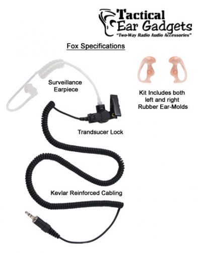 Fox EP1069XC Long Tube Listening Earphone for Kenwood Radios - Click Image to Close