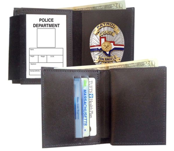 Strong Leather RFID Hidden Badge & ID Wallet